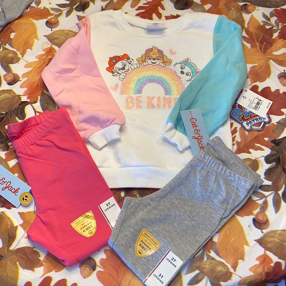 Paw Patrol sweatshirt and 2 pairs of leggings bundle